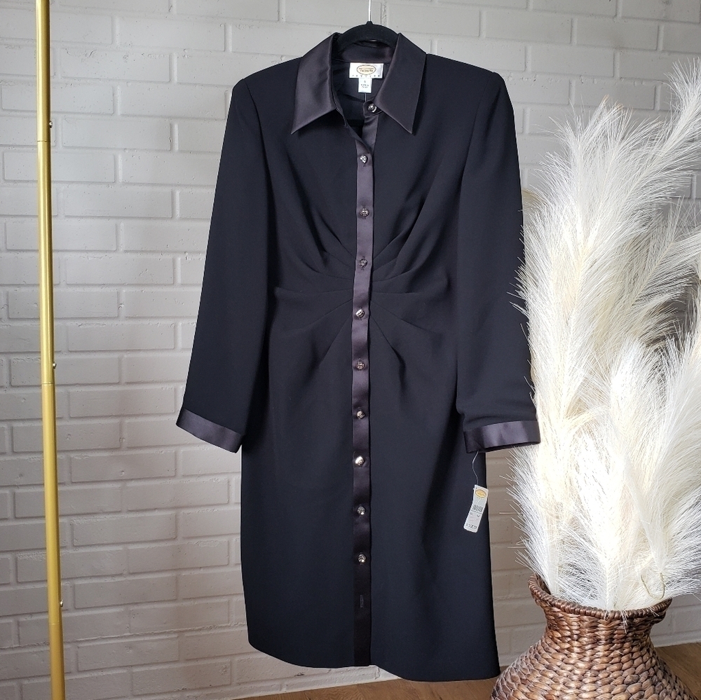 NWT Talbots Black Twist Button Up Dress size 4 Petite Black